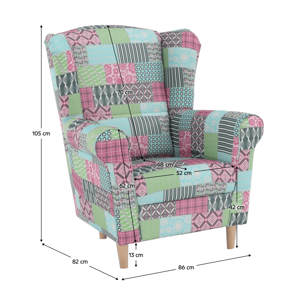 Fotoliu, material textil in stilul patchwork, CHARLOT — imaginea 12