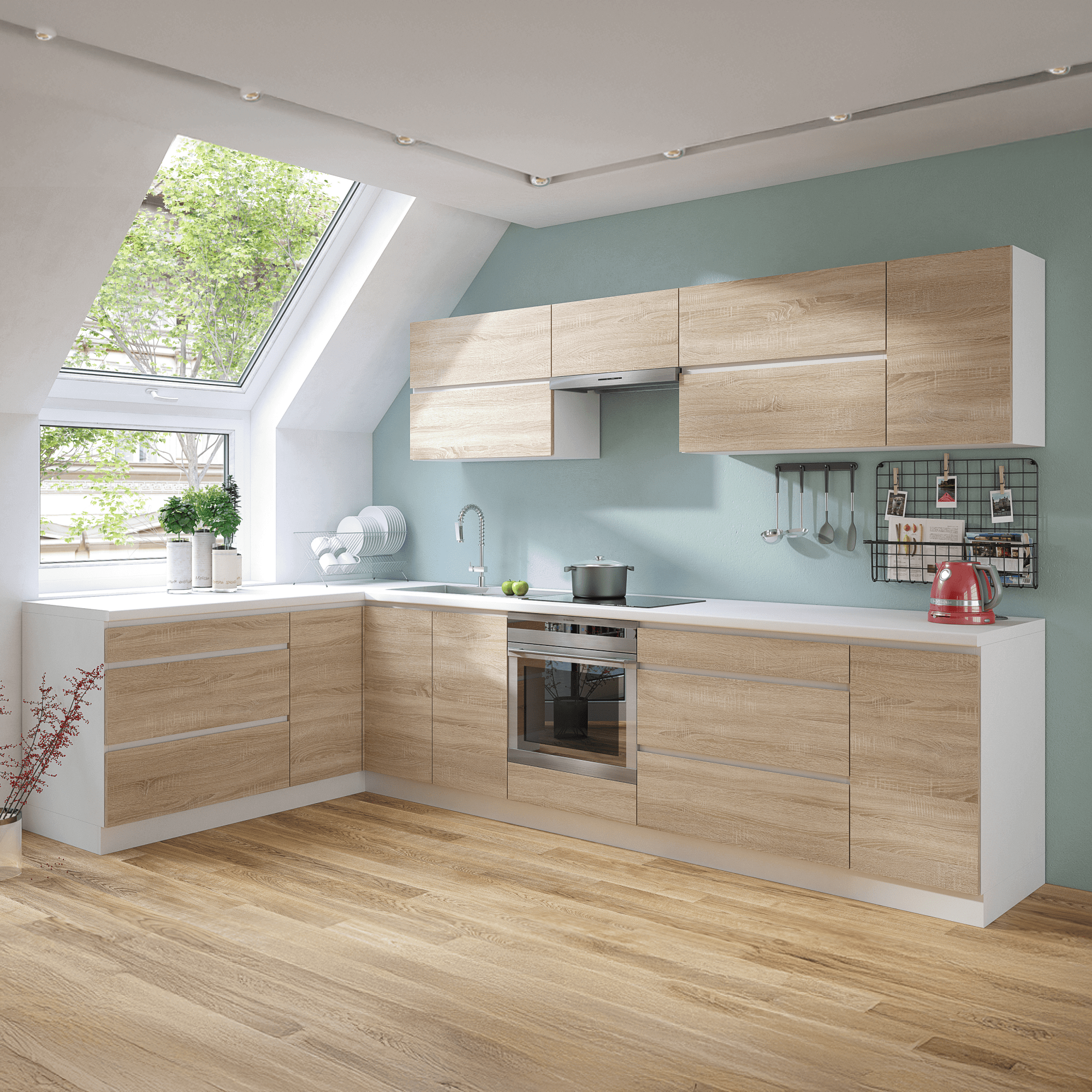 Dulap superior cu usa verticala, stejar sonoma, dreapta, LINE G30 — imaginea 8