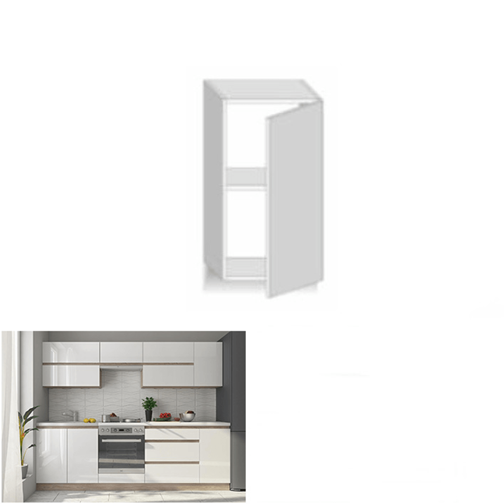 Dulap superior cu usa verticala, alb super luciu HG, dreapta, LINE ALB — imaginea 3