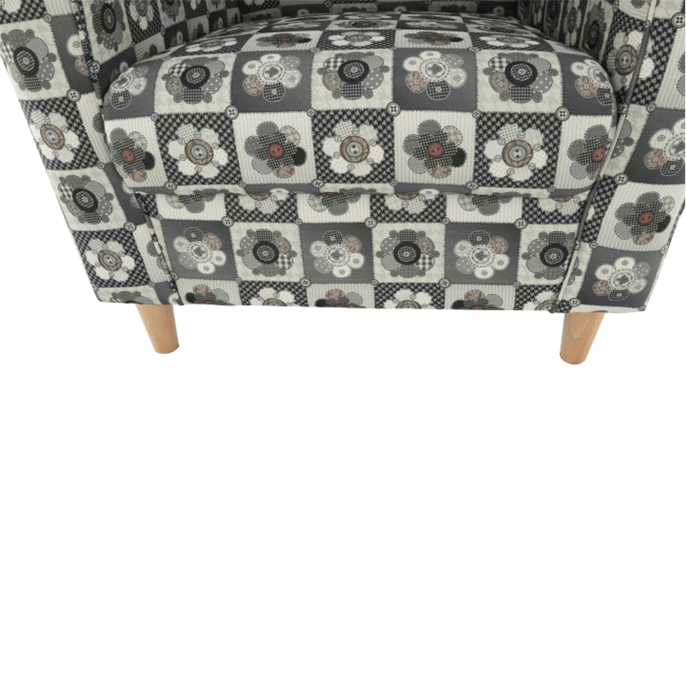 Fotoliu cu taburet, material textil in stilul patchwork N1, ASTRID — imaginea 4