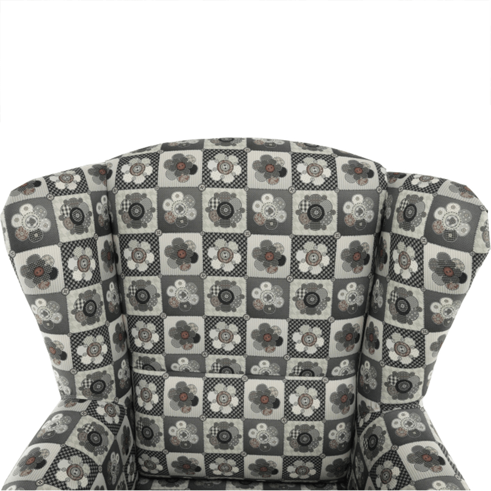 Fotoliu cu taburet, material textil in stilul patchwork N1, ASTRID — imaginea 6