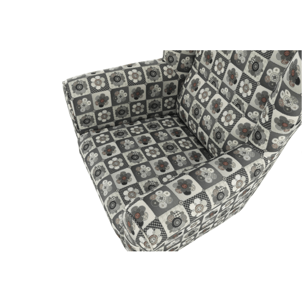 Fotoliu cu taburet, material textil in stilul patchwork N1, ASTRID — imaginea 7
