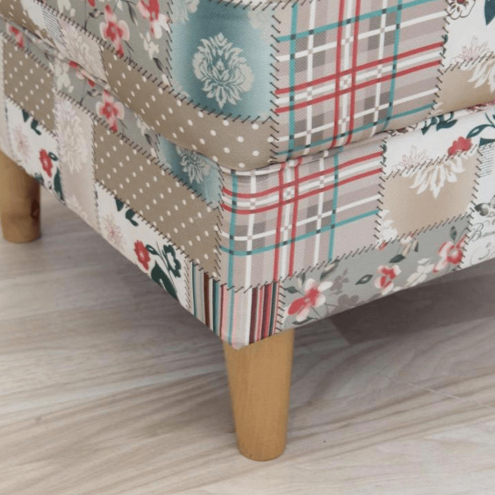 Fotoliu cu taburet, material textil in stilul patchwork Viorica 1, ASTRID — imaginea 6