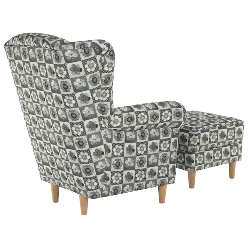 Fotoliu cu taburet, material textil in stilul patchwork N1, ASTRID — imaginea 13
