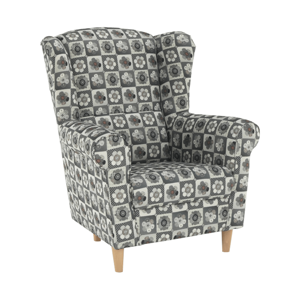 Fotoliu cu taburet, material textil in stilul patchwork N1, ASTRID — imaginea 14