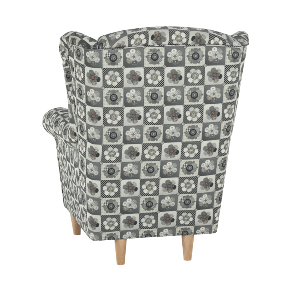 Fotoliu cu taburet, material textil in stilul patchwork N1, ASTRID — imaginea 17