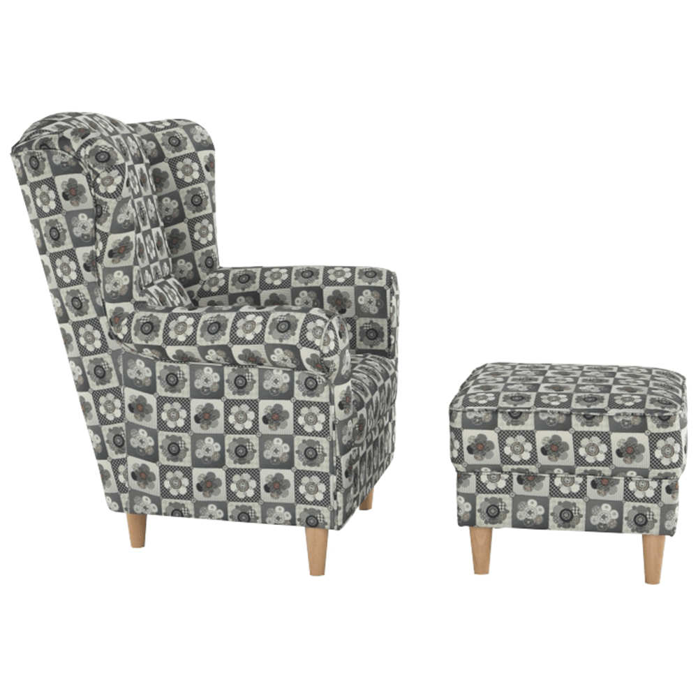 Fotoliu cu taburet, material textil in stilul patchwork N1, ASTRID — imaginea 20
