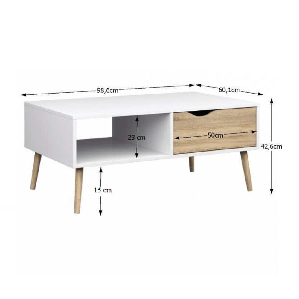 Masuta de cafea, stejar sonoma/alb, OSLO 75384 — imaginea 3