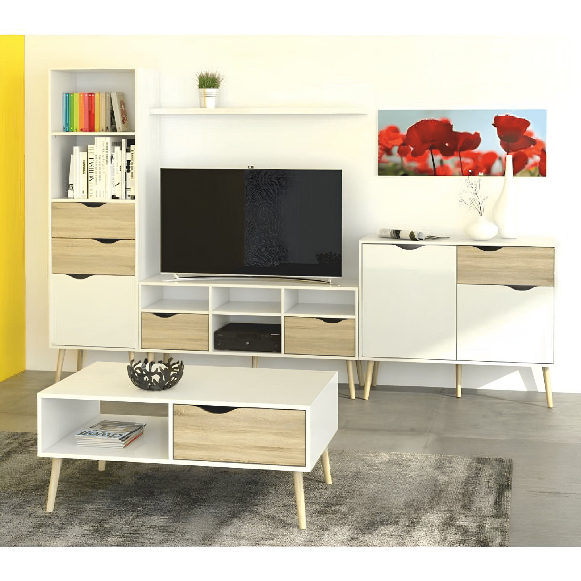 Comoda TV, stejar sonoma/alb, OSLO 75391 — imaginea 3
