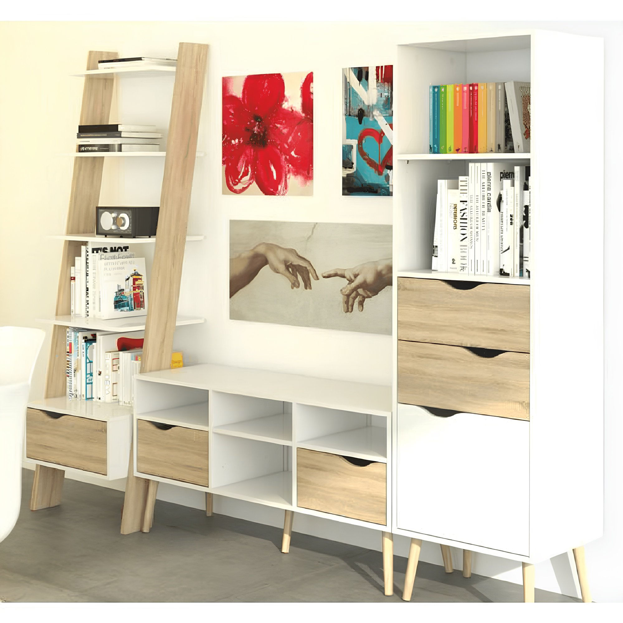 Vitrina, stejar sonoma/alb, OSLO 75382 — imaginea 4