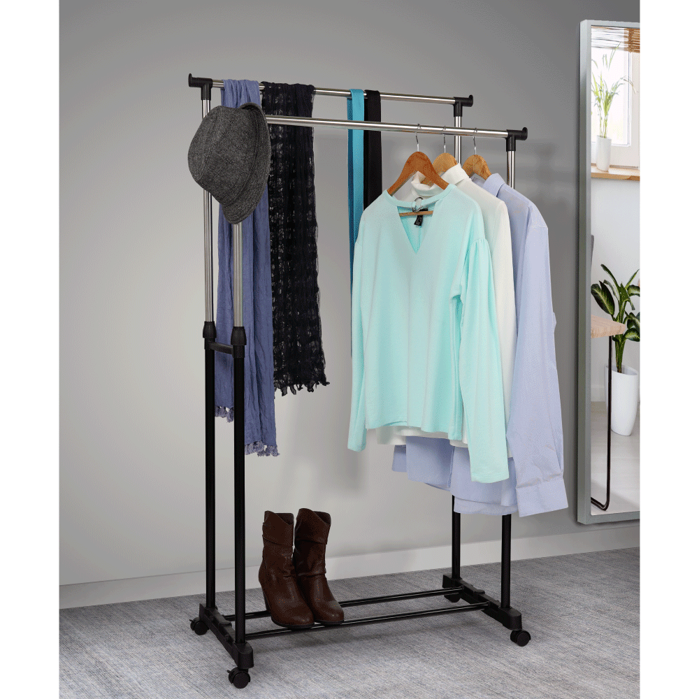 Cuier mobil, inox/plastic negru, OLIVER — imaginea 10