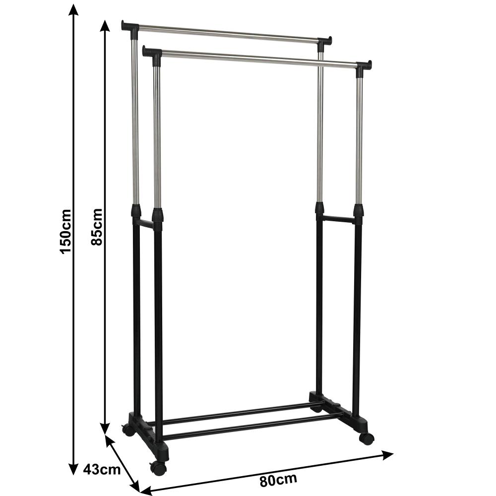 Cuier mobil, inox/plastic negru, OLIVER — imaginea 11