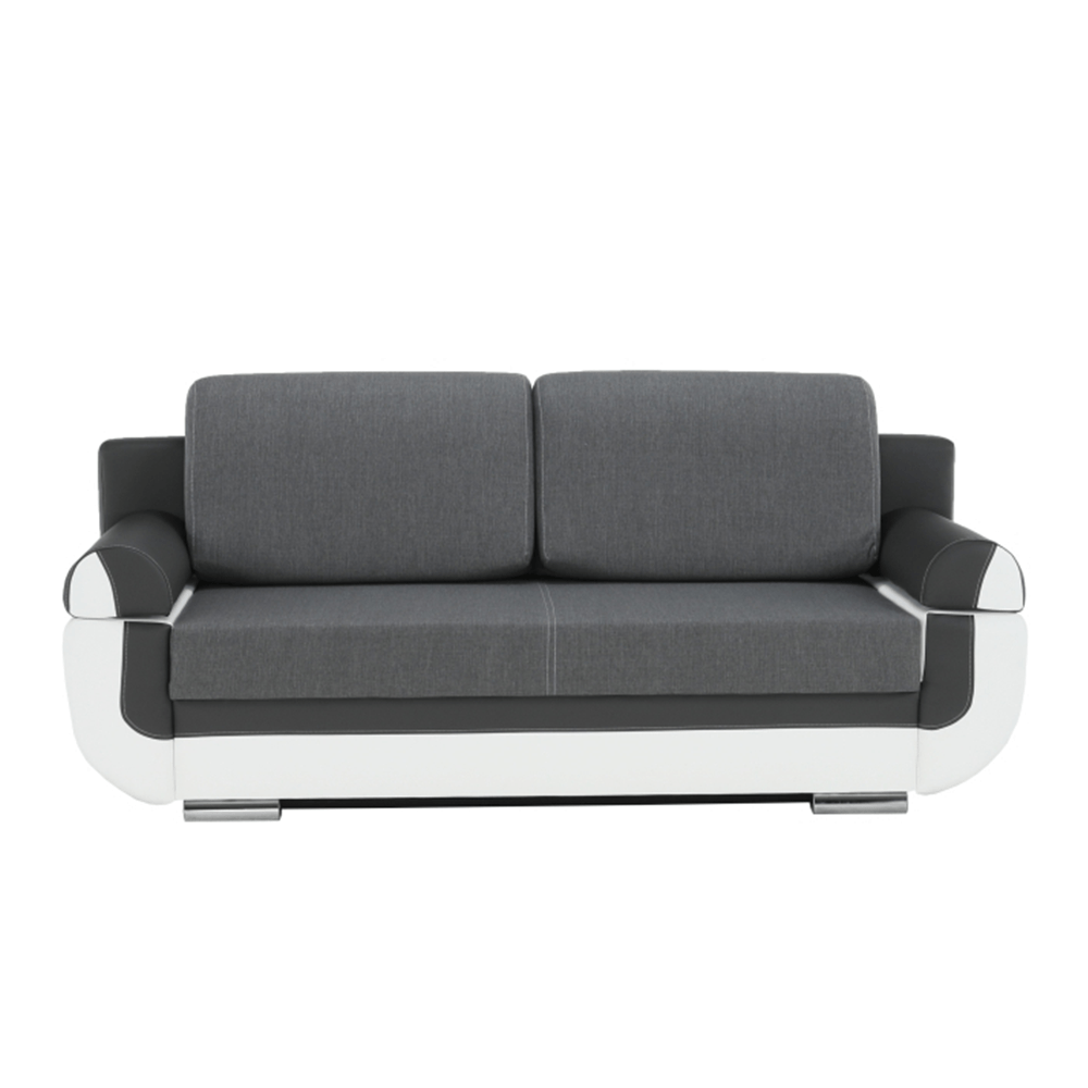 Canapea, piele ecologica alba+gri/material textil gri, KARDYN — imaginea 3