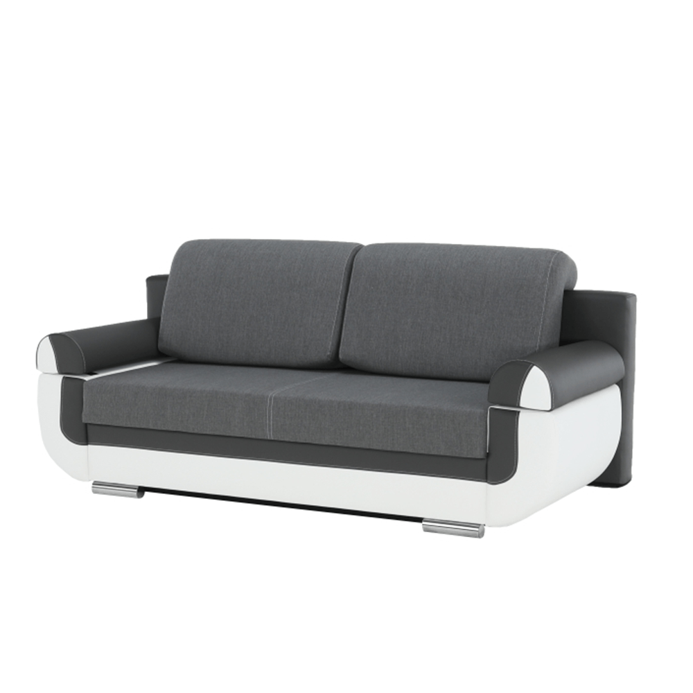 Canapea, piele ecologica alba+gri/material textil gri, KARDYN — imaginea 4