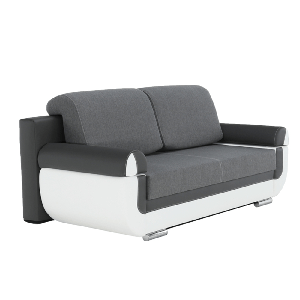 Canapea, piele ecologica alba+gri/material textil gri, KARDYN — imaginea 5