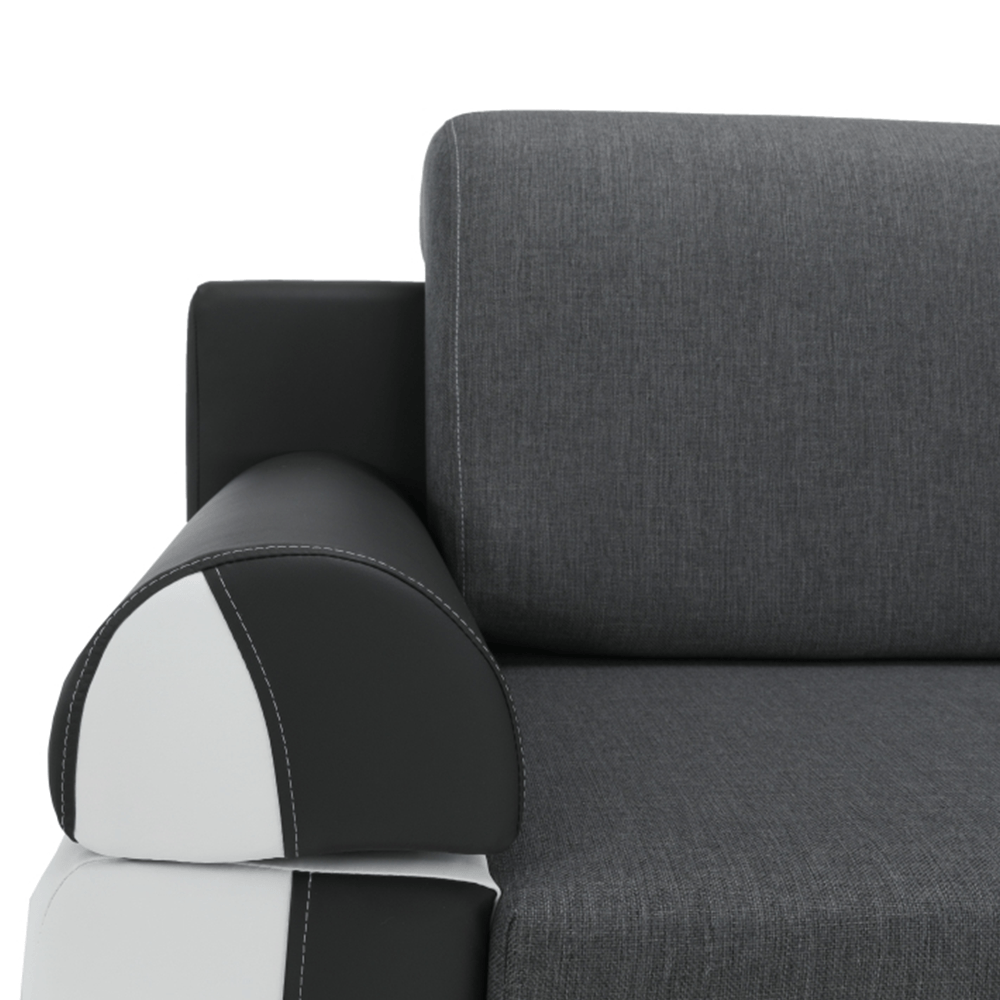 Canapea, piele ecologica alba+gri/material textil gri, KARDYN — imaginea 7