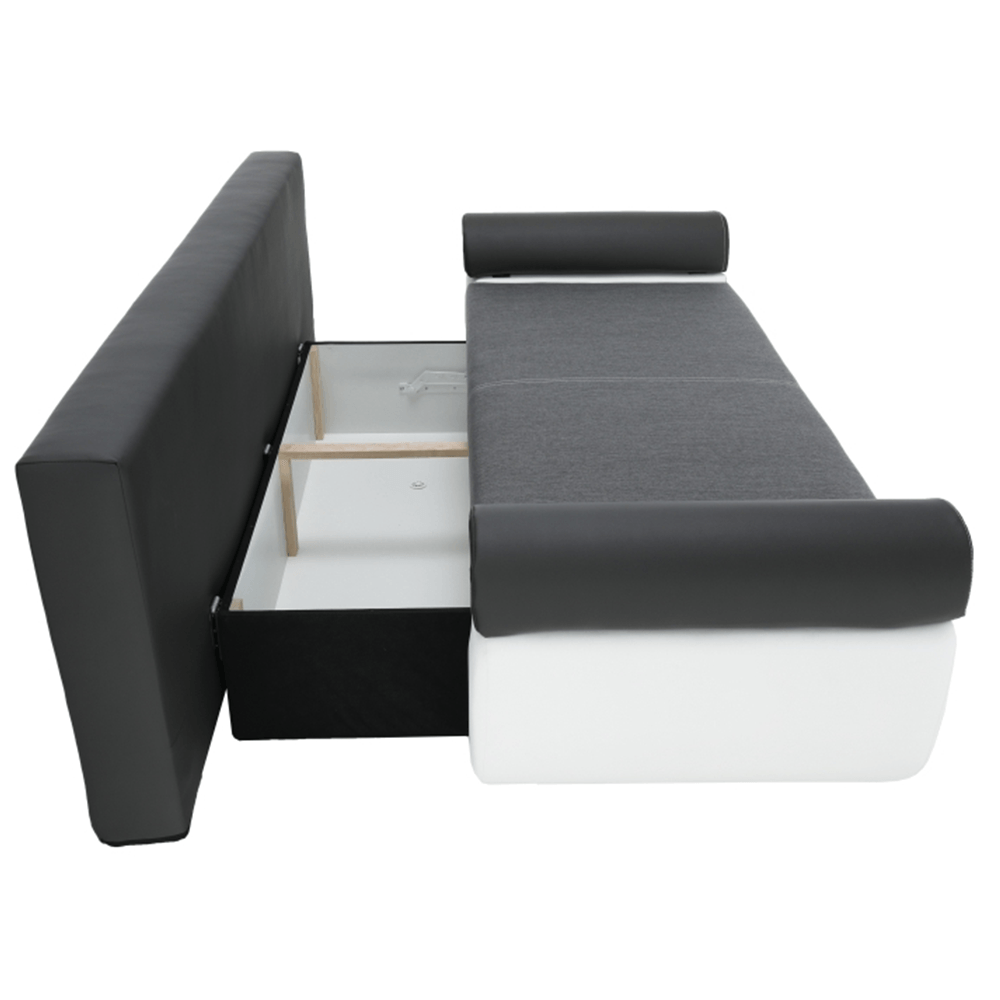 Canapea, piele ecologica alba+gri/material textil gri, KARDYN — imaginea 9