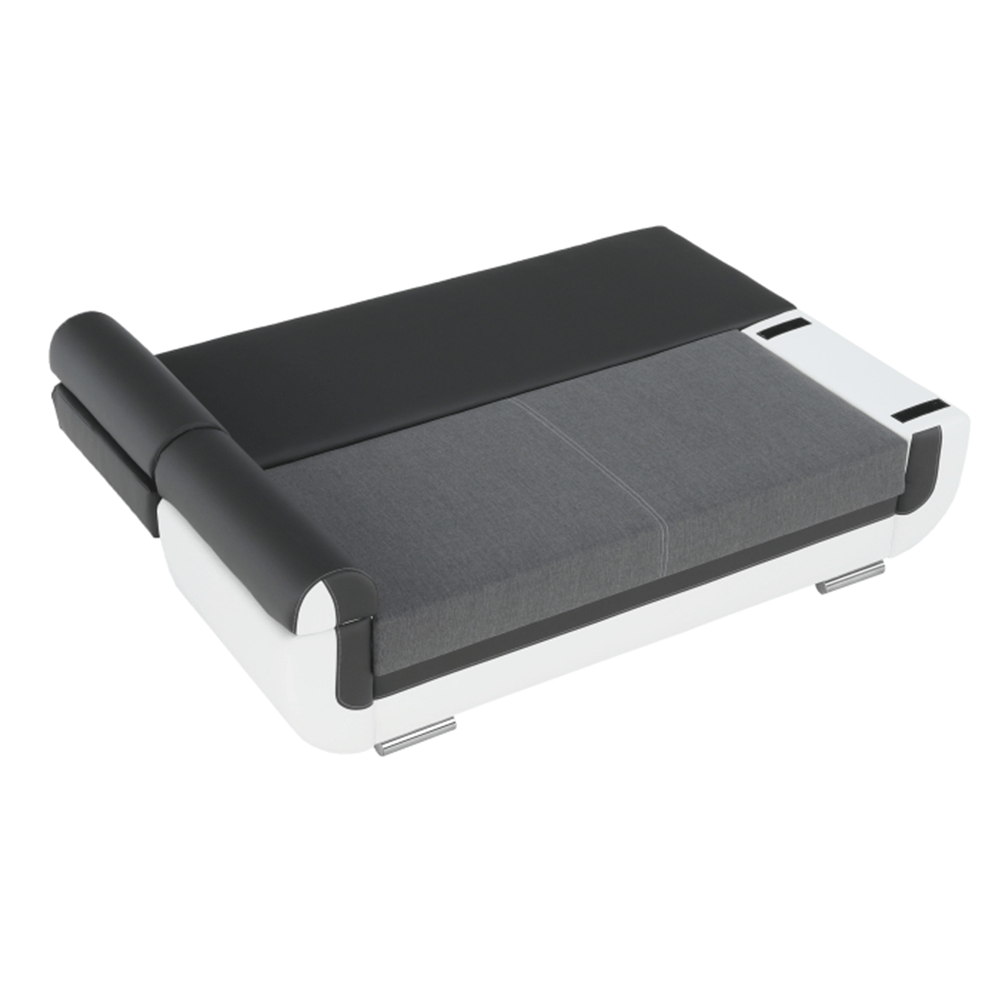 Canapea, piele ecologica alba+gri/material textil gri, KARDYN — imaginea 10