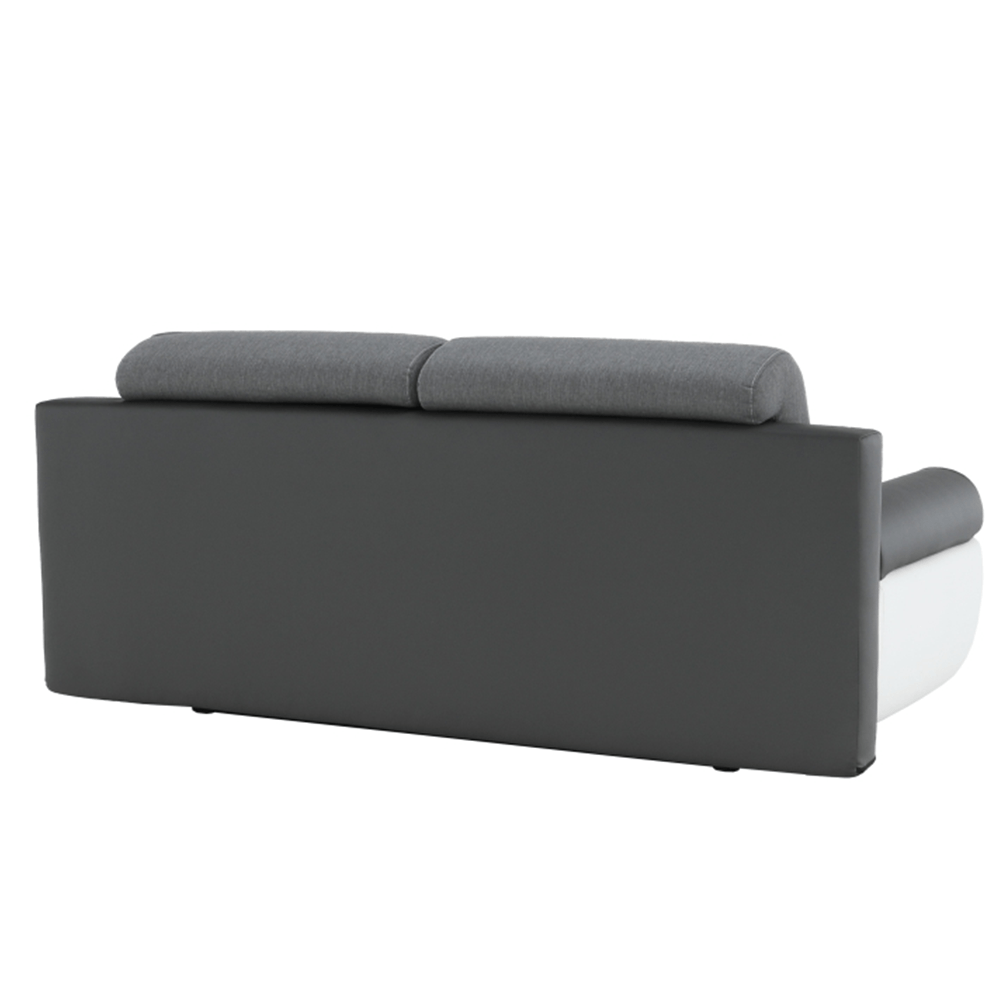 Canapea, piele ecologica alba+gri/material textil gri, KARDYN — imaginea 11