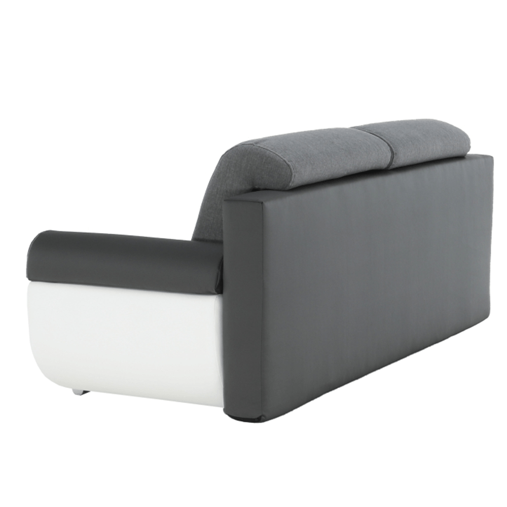 Canapea, piele ecologica alba+gri/material textil gri, KARDYN — imaginea 12