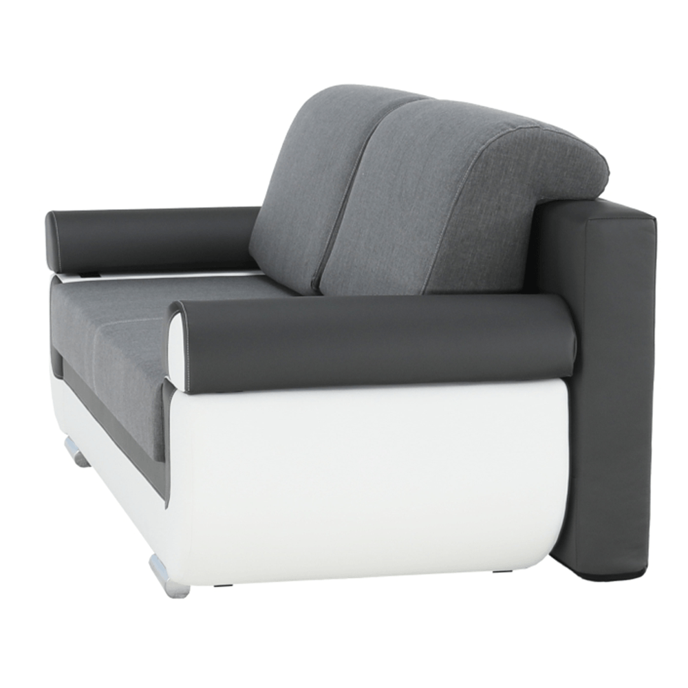 Canapea, piele ecologica alba+gri/material textil gri, KARDYN — imaginea 13