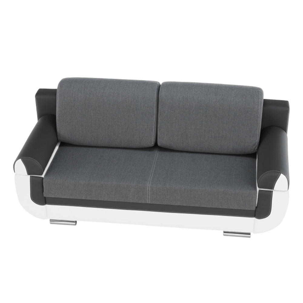 Canapea, piele ecologica alba+gri/material textil gri, KARDYN — imaginea 14