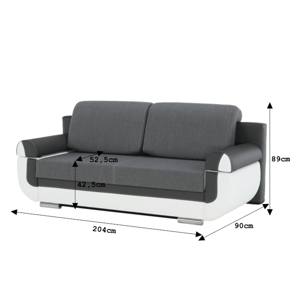 Canapea, piele ecologica alba+gri/material textil gri, KARDYN — imaginea 16