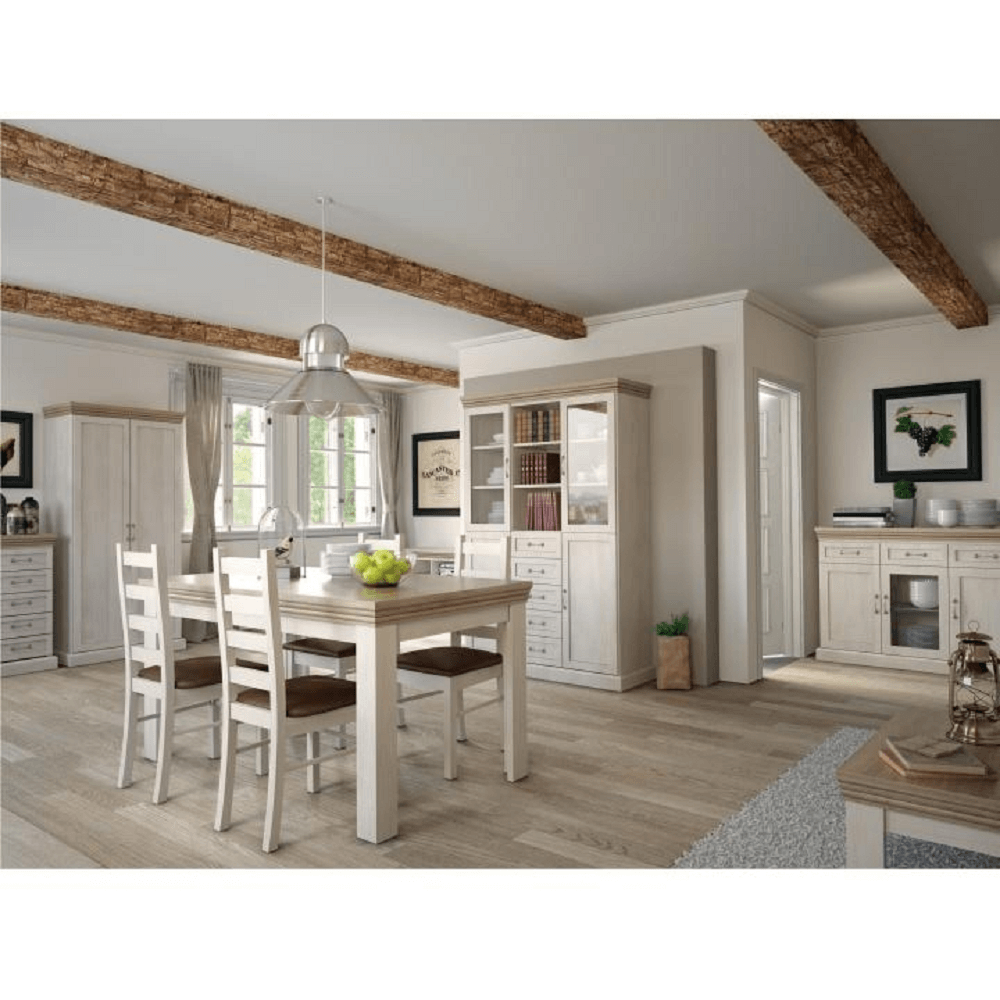 Masa extensibila pentru dining, pin nordic/stejar salbatic, 160-203x90 cm, ROYAL ST — imaginea 2