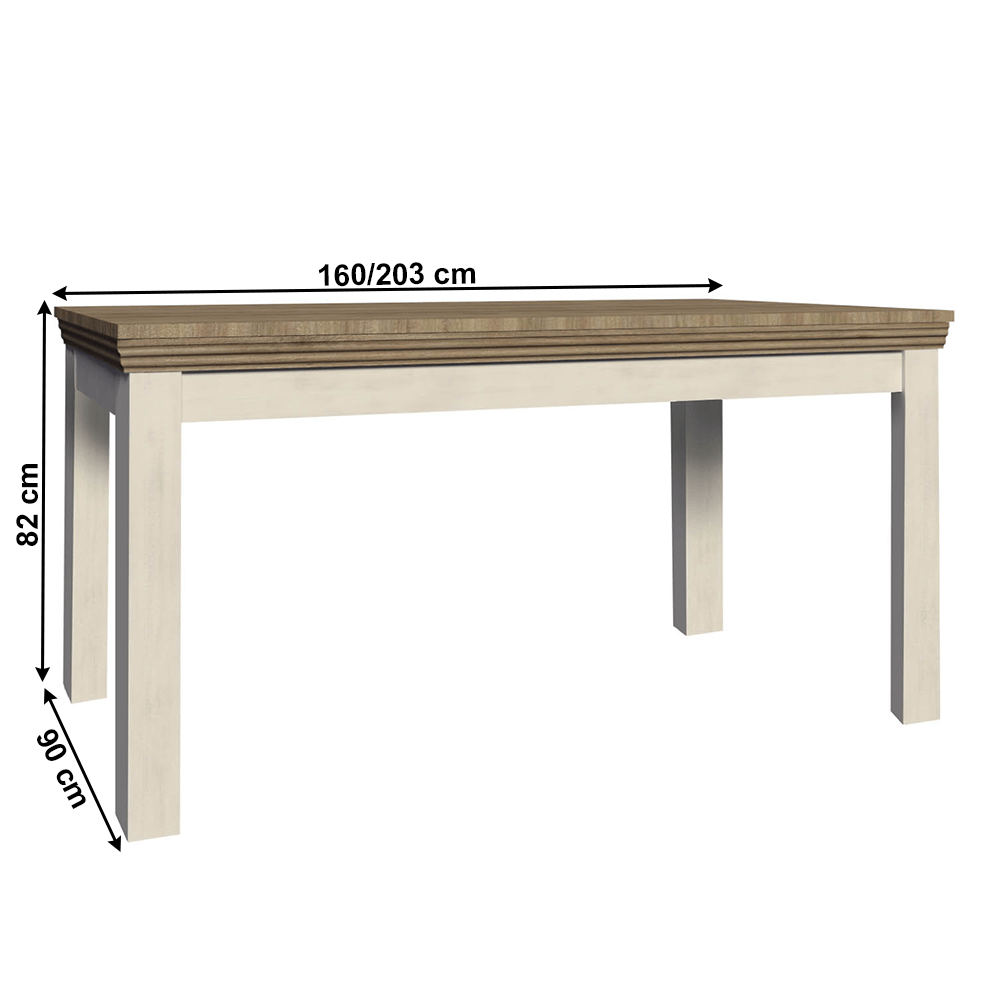 Masa extensibila pentru dining, pin nordic/stejar salbatic, 160-203x90 cm, ROYAL ST — imaginea 3