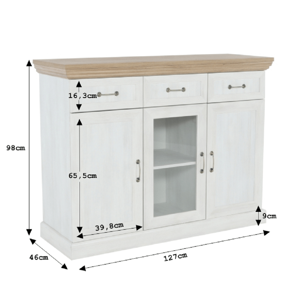 Comoda cu trei usi, pin nordic/stejar salbatic, ROYAL K1S — imaginea 4