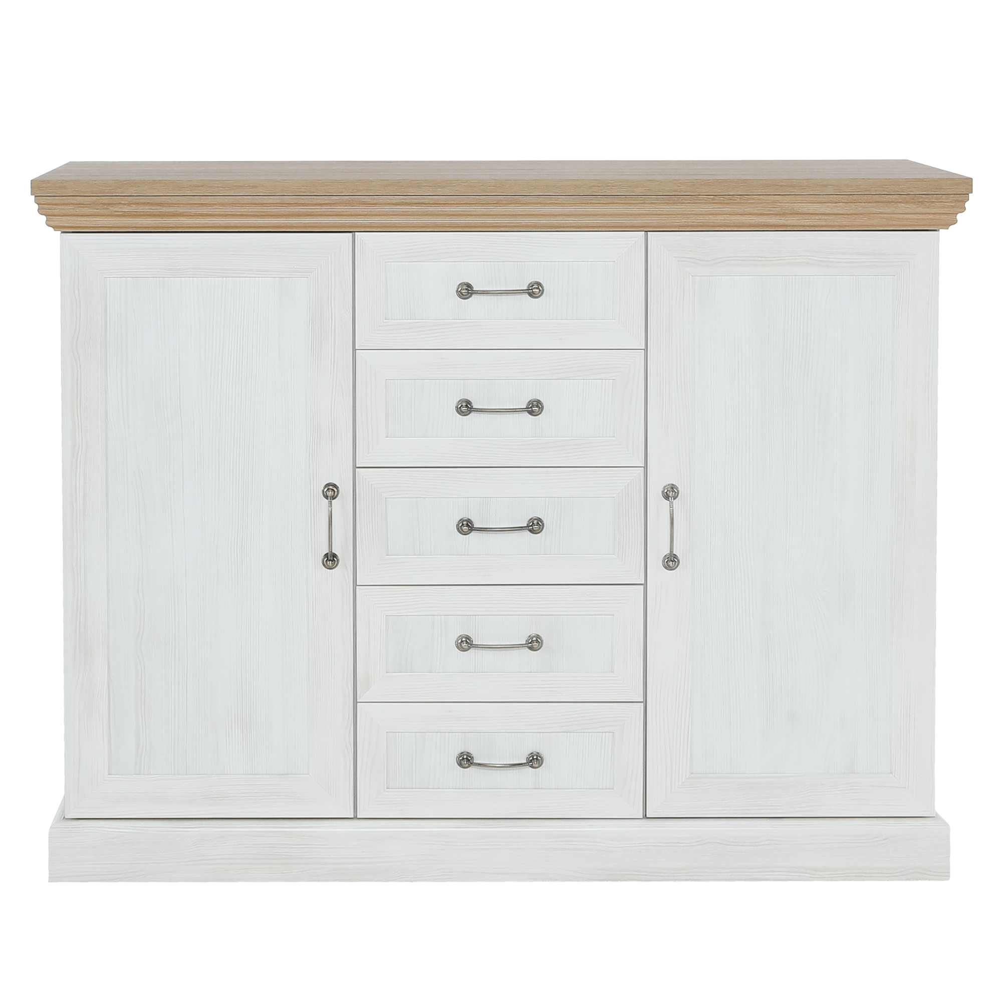 Comoda, 2 usi cu 5 sertare, pin nordic/stejar salbatic, ROYAL K2D — imaginea 4