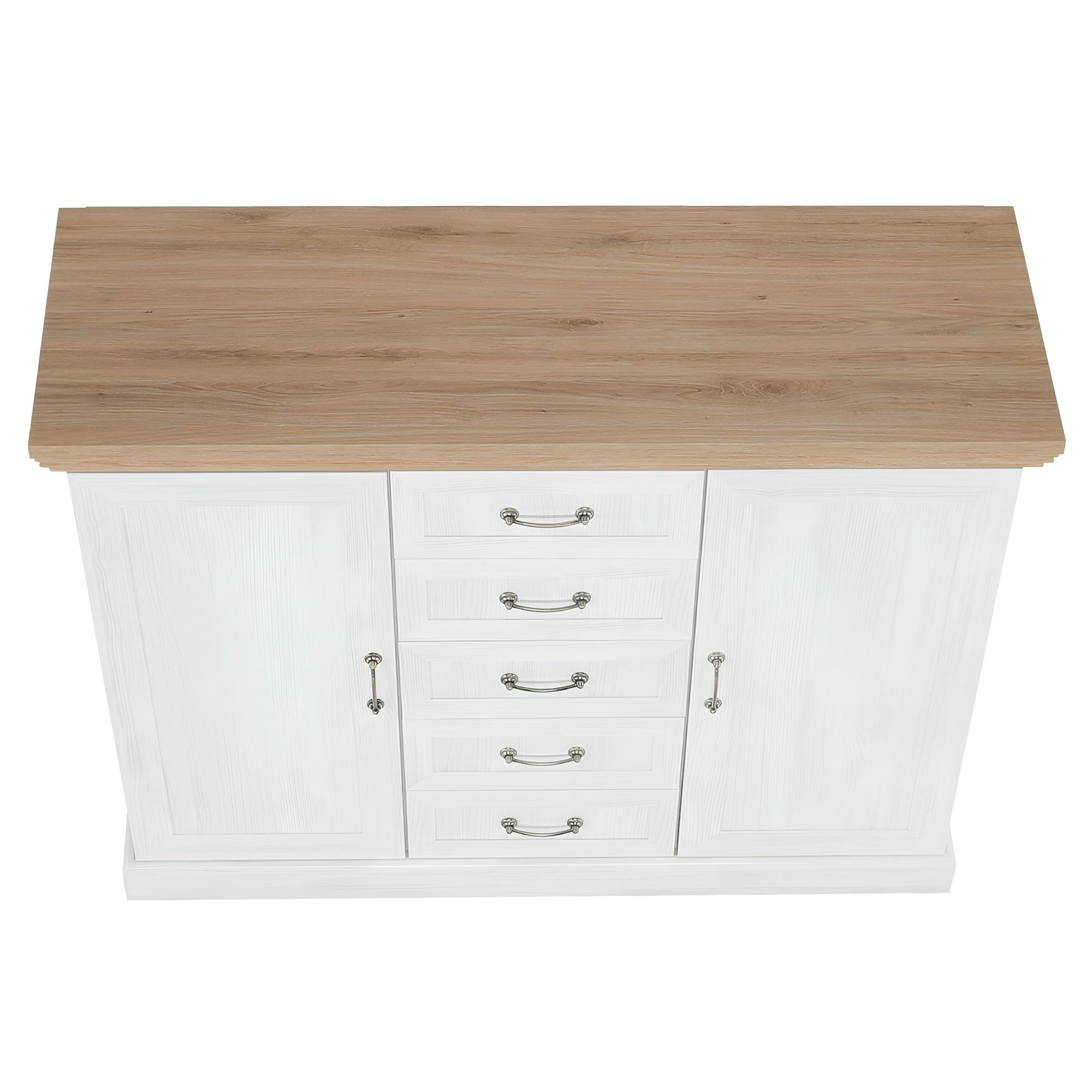 Comoda, 2 usi cu 5 sertare, pin nordic/stejar salbatic, ROYAL K2D — imaginea 6