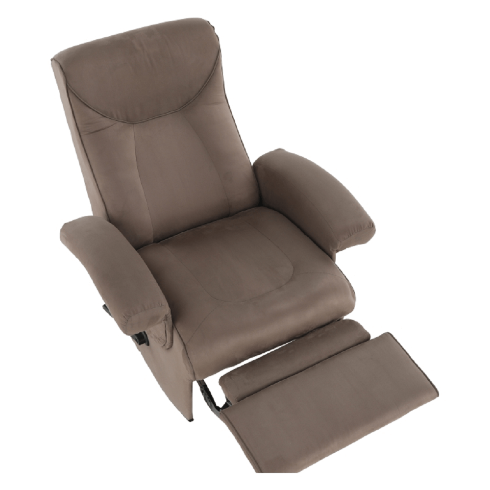 Fotoliu relaxant, cu functie electrica de vibratie, textil gri maronie, SUAREZ — imaginea 3