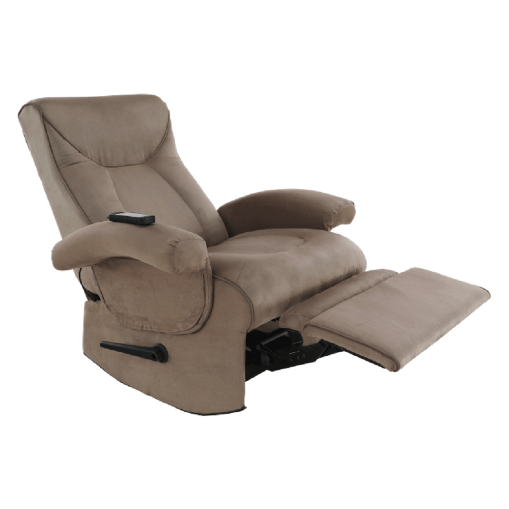 Fotoliu relaxant, cu functie electrica de vibratie, textil gri maronie, SUAREZ — imaginea 4