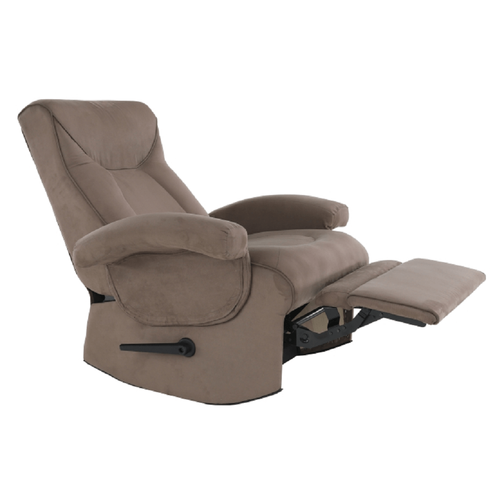 Fotoliu relaxant, cu functie electrica de vibratie, textil gri maronie, SUAREZ — imaginea 6