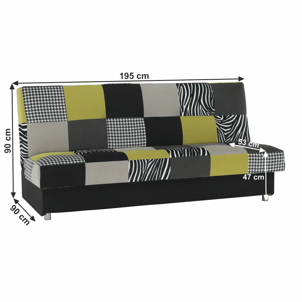 Canapea, textil roz/gri/neagra, ALABAMA — imaginea 2