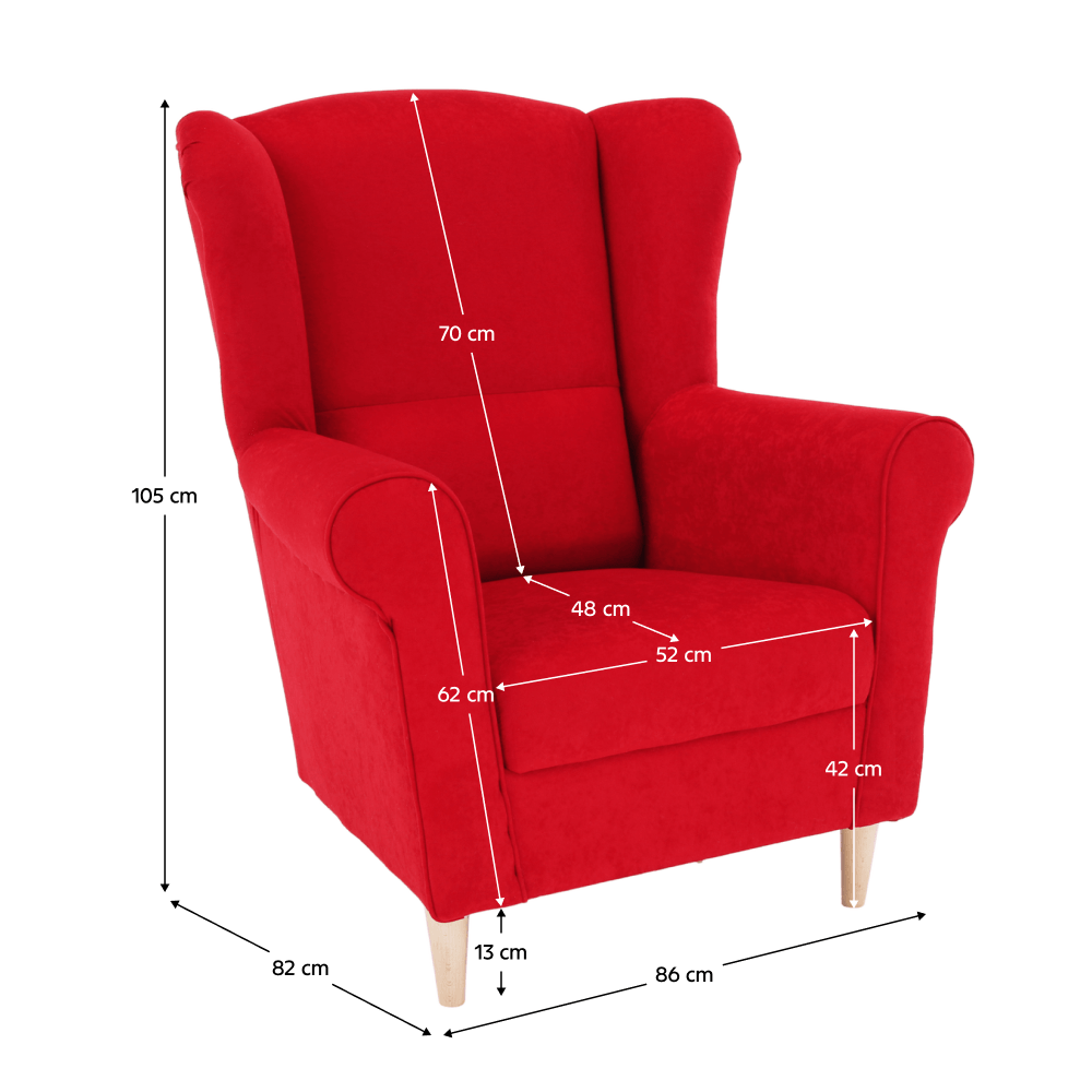 Fotoliu, textil rosu, CHARLOT — imaginea 4