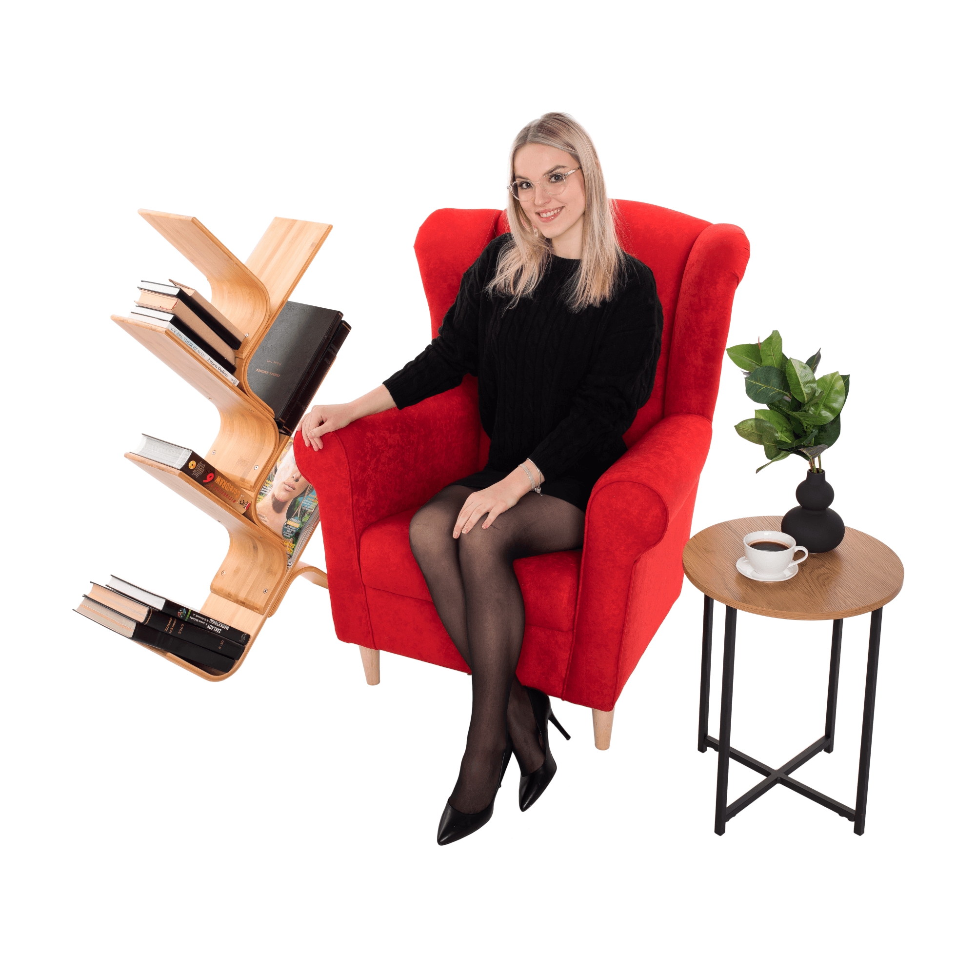 Fotoliu, textil rosu, CHARLOT — imaginea 5