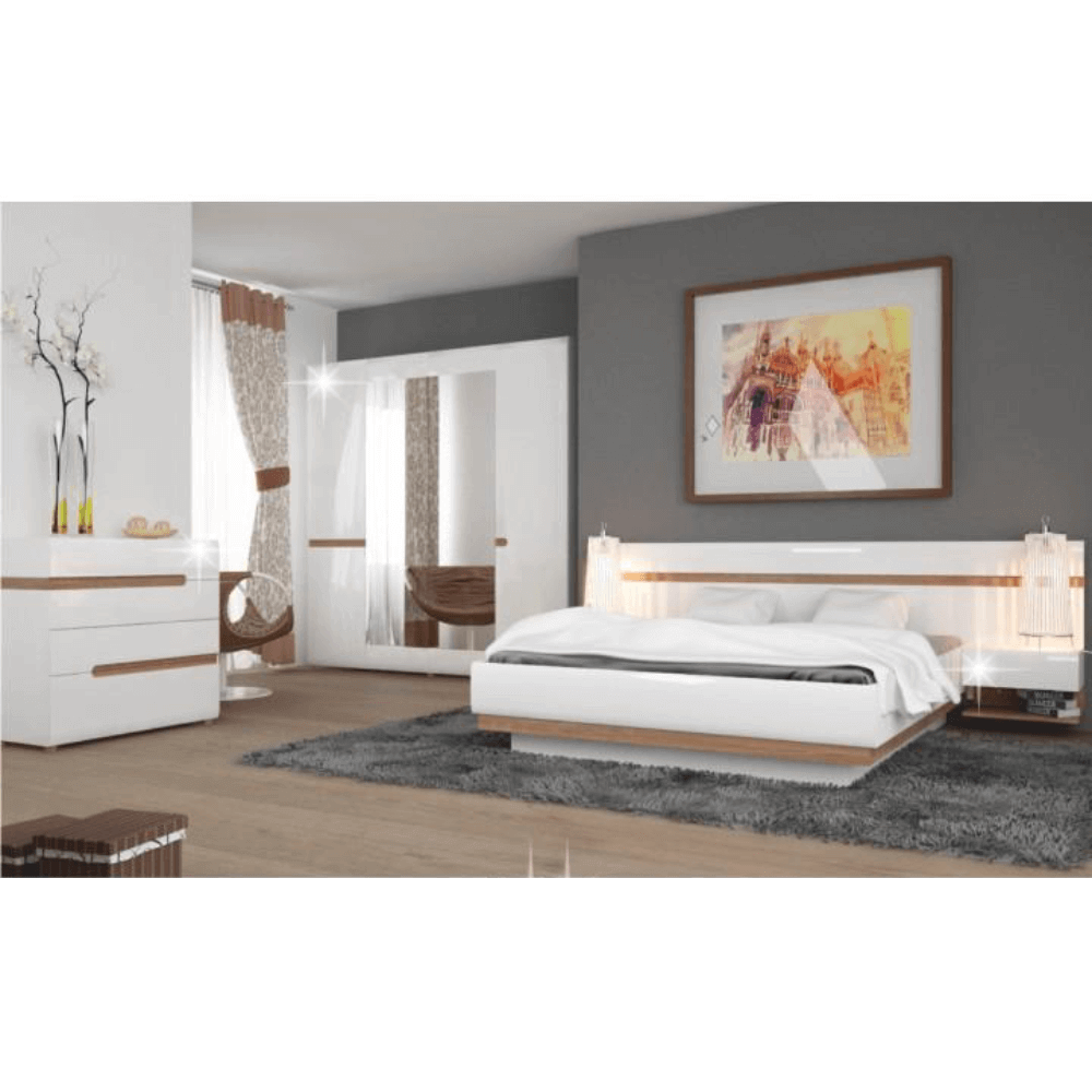 Dulap, alb extra luciu ridicat HG/stejar sonoma truflu inchis, LYNATET TYP 22 — imaginea 3