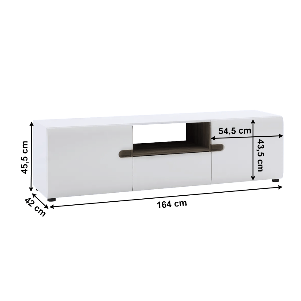 Comoda TV alba stralucitoare HG/stejar sonoma inchis, LYNATET TYP 50 — imaginea 6