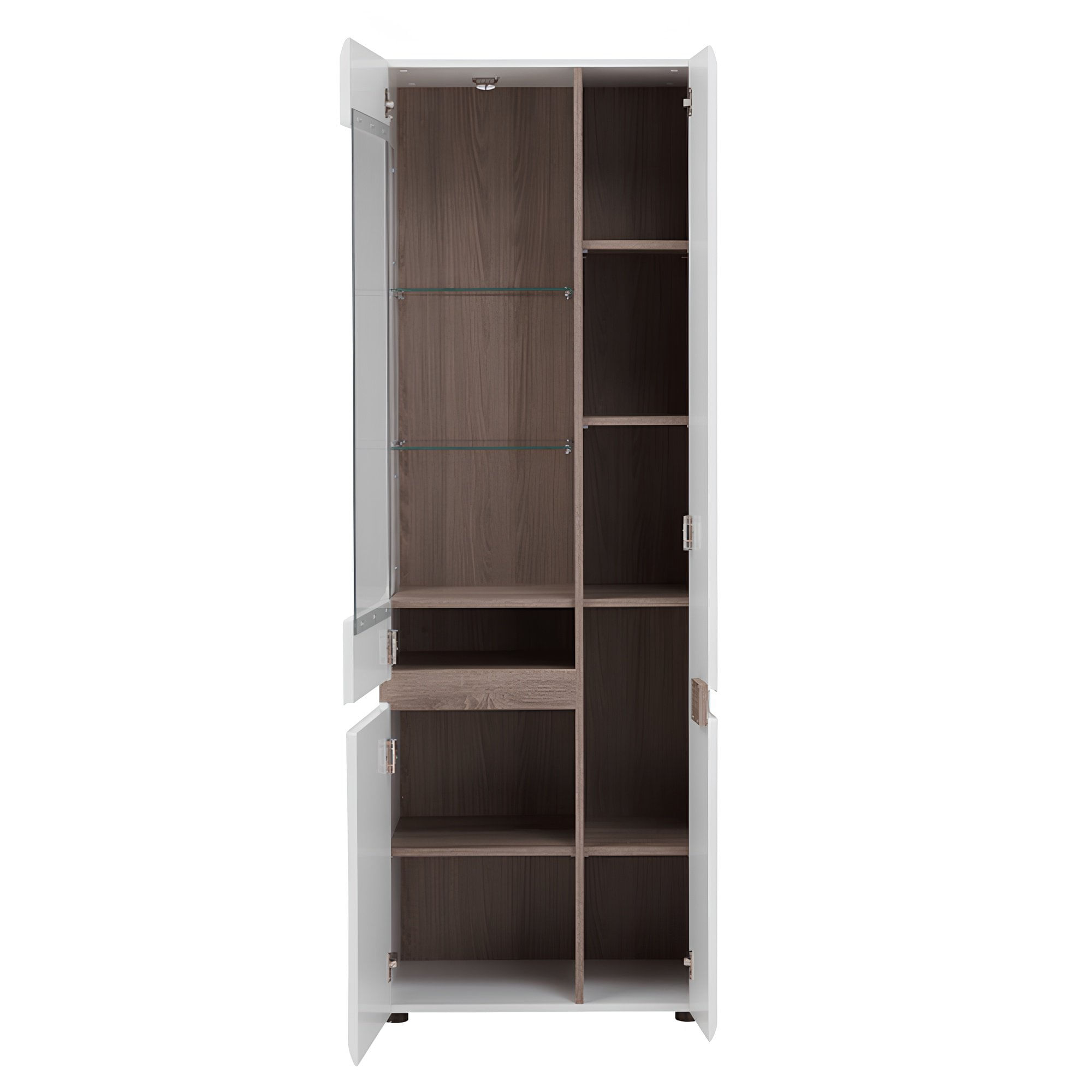 Vitrina, alba extra luciu ridicat HG/stejar sonoma inchis, model stanga, LYNATET TYP 01 — imaginea 7
