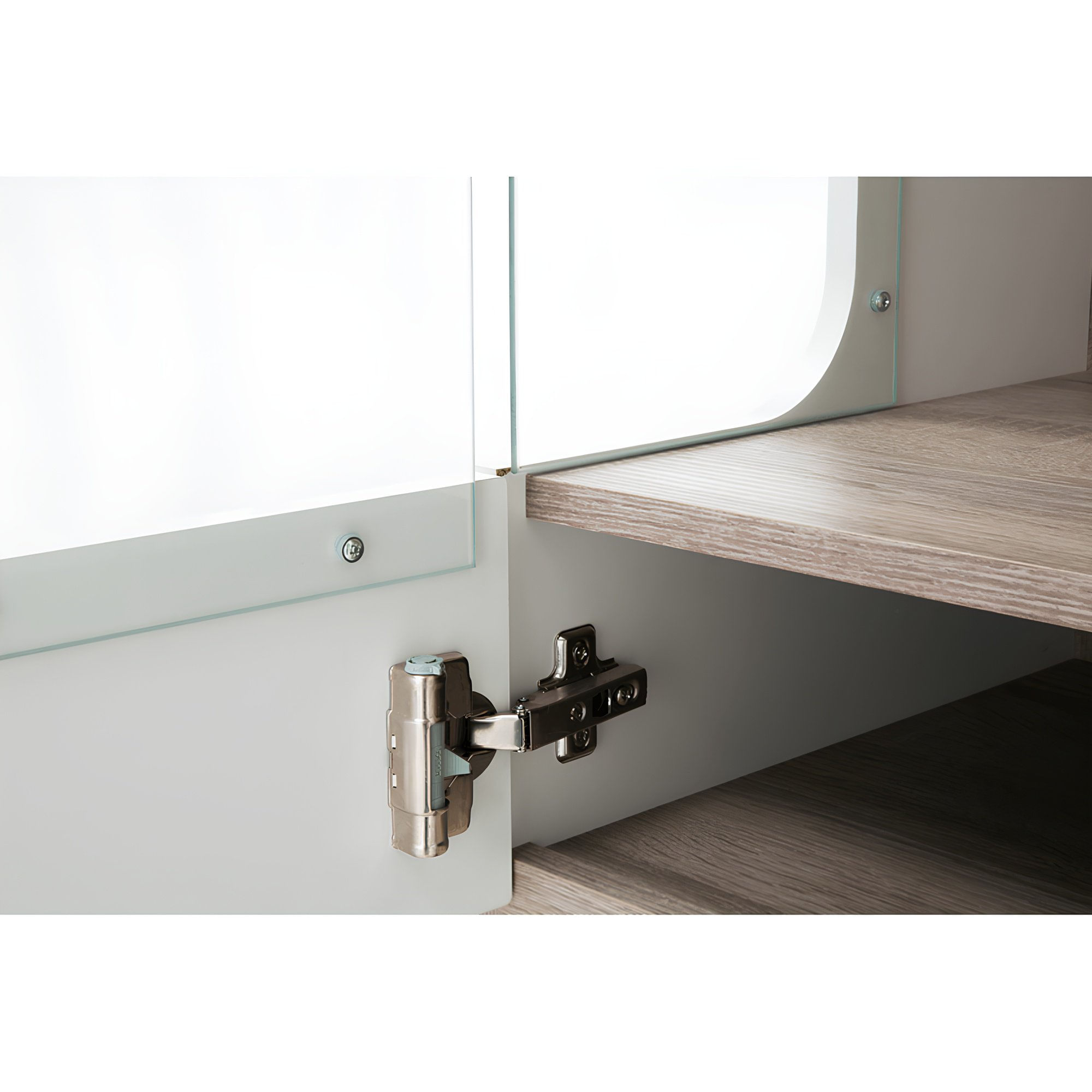 Vitrina, alba extra luciu ridicat HG/stejar sonoma inchis, model stanga, LYNATET TYP 01 — imaginea 8