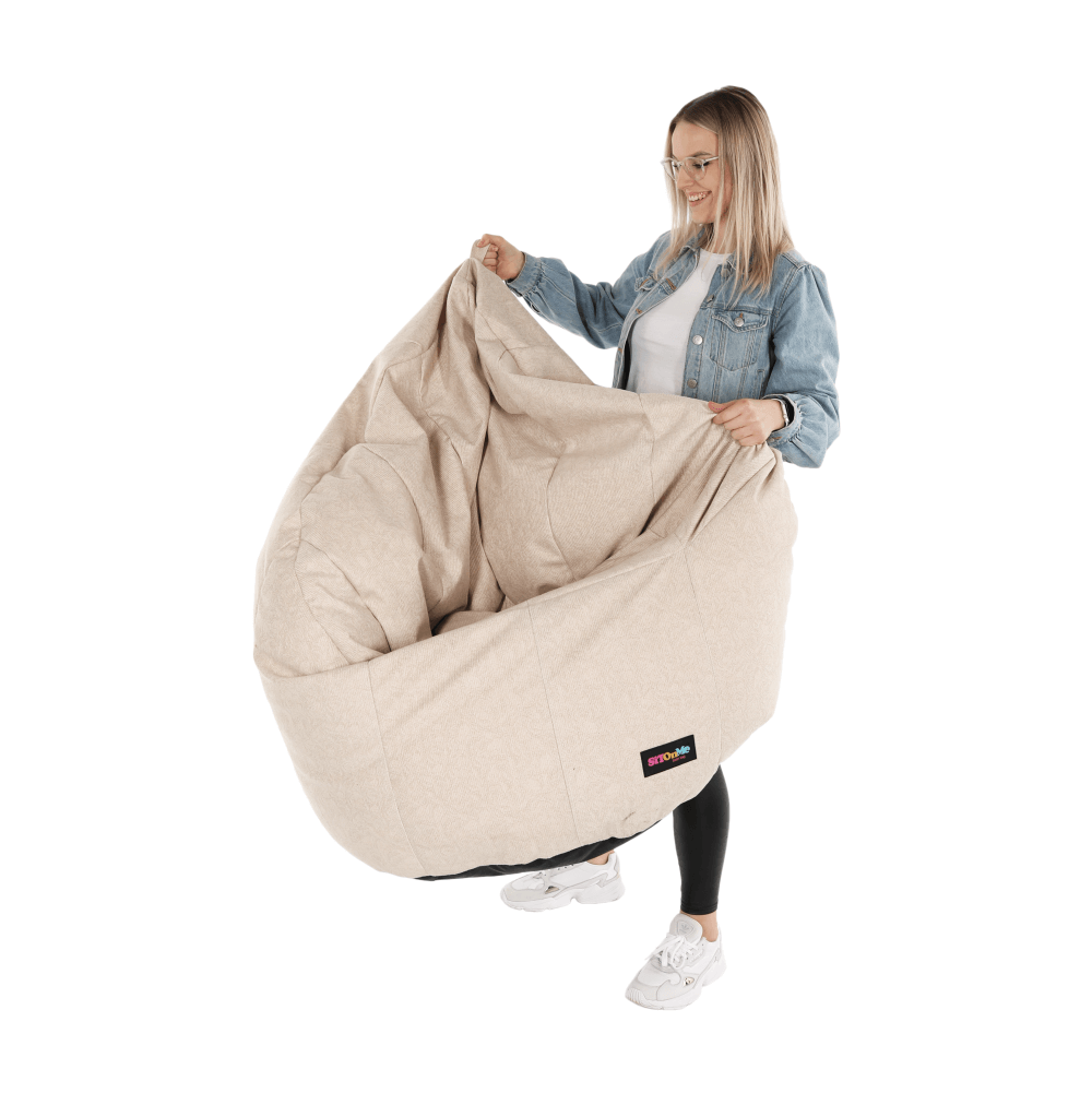 Fotoliu tip puff, tesatura bej, KENOD — imaginea 10