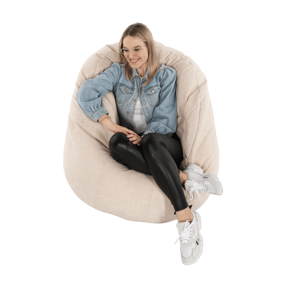 Fotoliu tip puff, tesatura bej, KENOD — imaginea 11