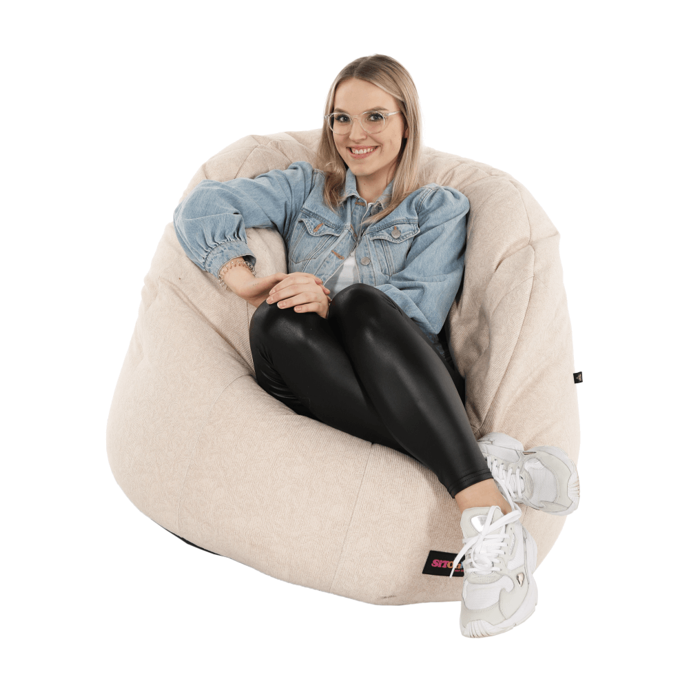 Fotoliu tip puff, tesatura bej, KENOD — imaginea 18
