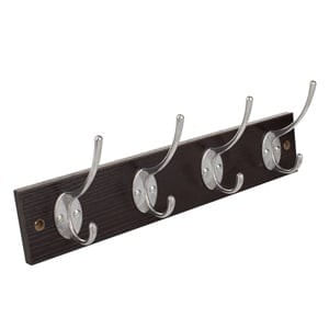 Cuier de perete din lemn, 8 carlige, maro inchis, 34.5x1.2x7cm — imaginea 3