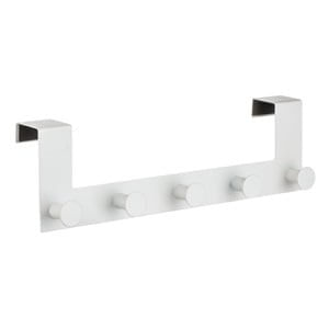 Cuier metalic pentru ușă cu 5 cârlige, 53 cm, alb — imaginea 2