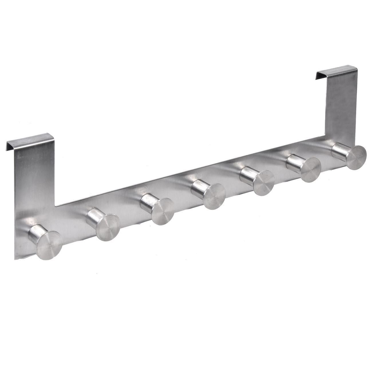 Cuier pentru ușă, 7 cârlige, Inox, 40 cm — imaginea 2