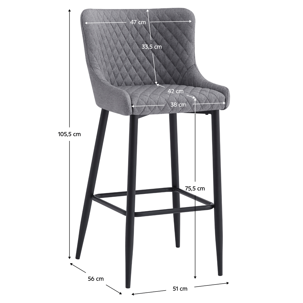 Scaun bar, gri/neagra, CEZARIA — imaginea 2