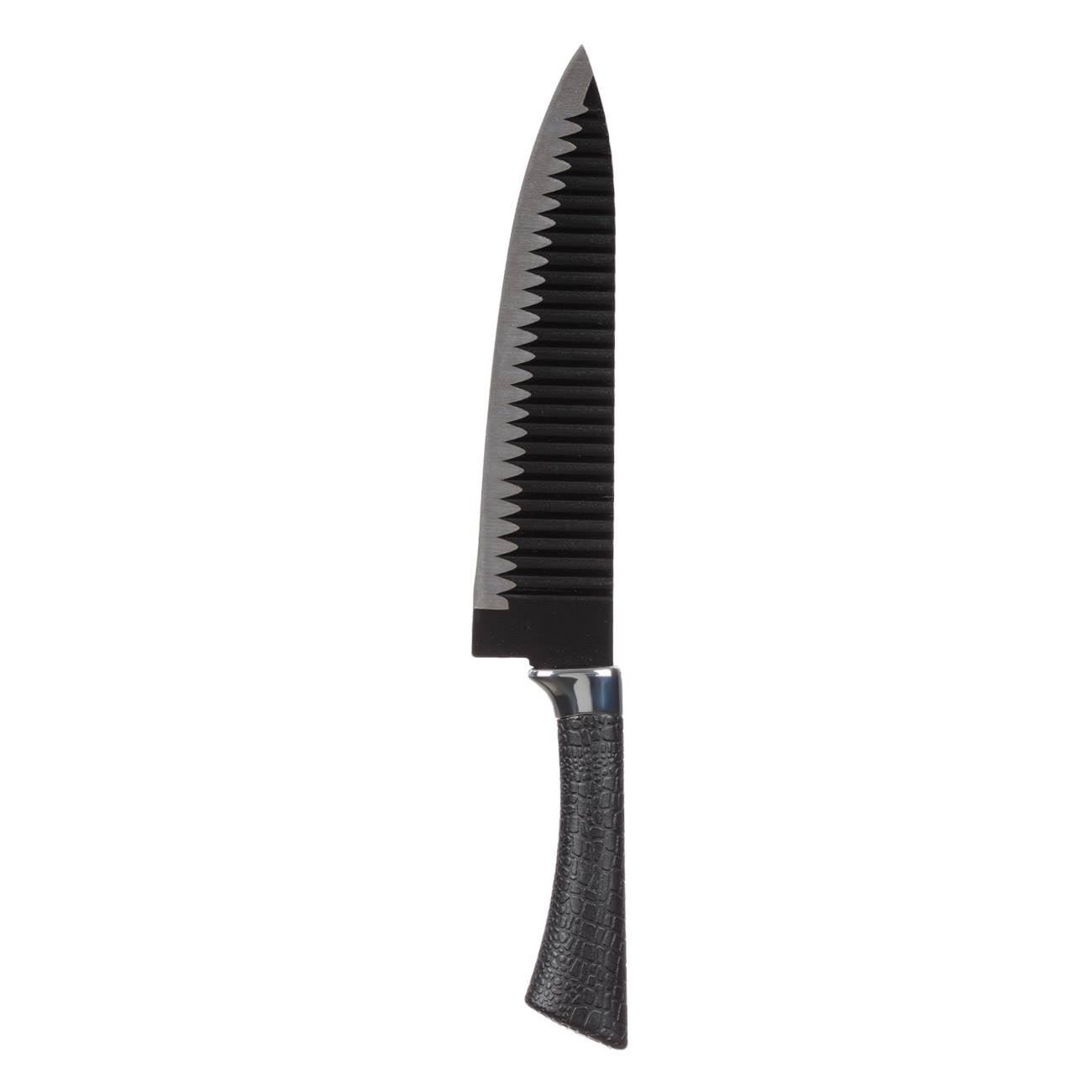 Cuțit Chef cu Lamă Ondulată din Oțel Inoxidabil, 32.5 cm, Negru — imaginea 3